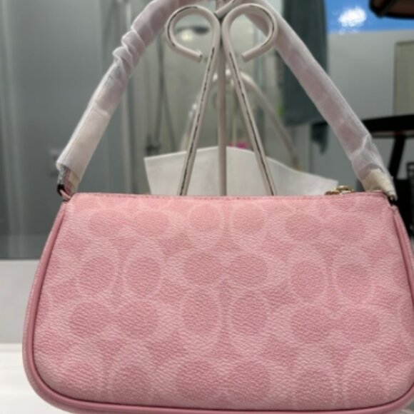 Coach Nolita 19 In Signature Canvas CW426 In Gold/Powder Pink - Picture 2 of 5